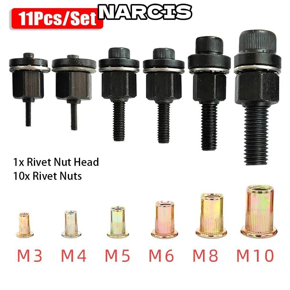 NARCIS 11Pcs/Set Hand Rivet Nut, For Rivet Nut Torch Mandrel Staple ...