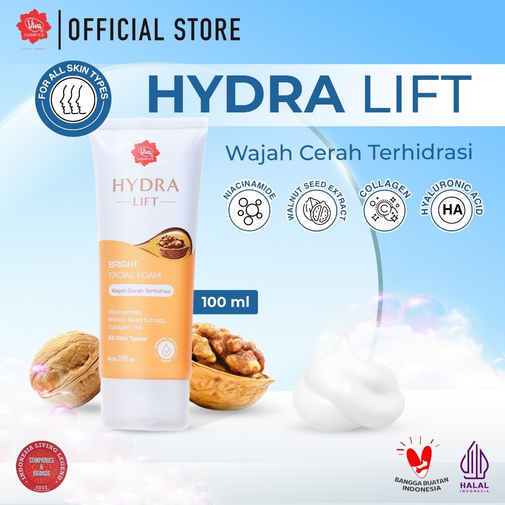 Viva BRIGHT Facial Foam with Niacinamide, AHA, BHA, Glutathione, & Collagen / Merah Jingga Official - Gambar 4