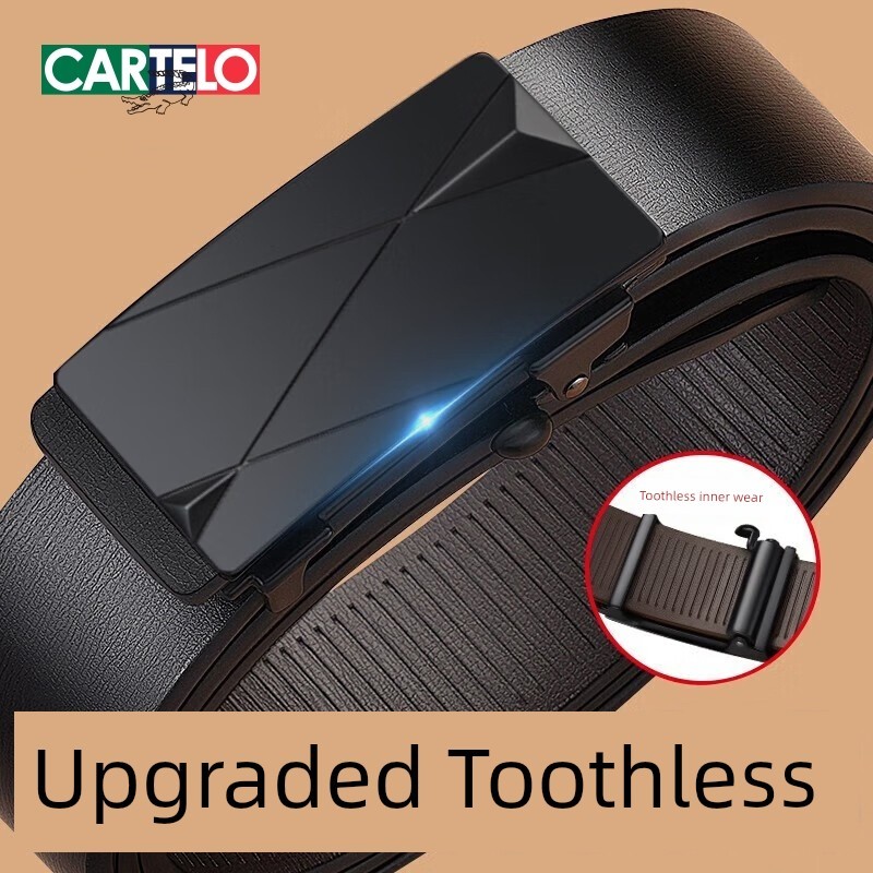 Katile Crocodile Belt Men's Genuine Leather Toothless Automatic Buckle ...