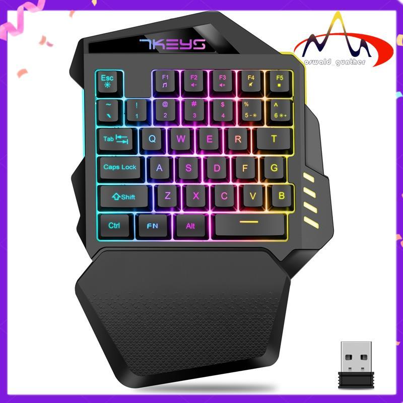 One Hand Wireless Gaming Keyboard RGB Backlit Portable Mini Keyboard ...
