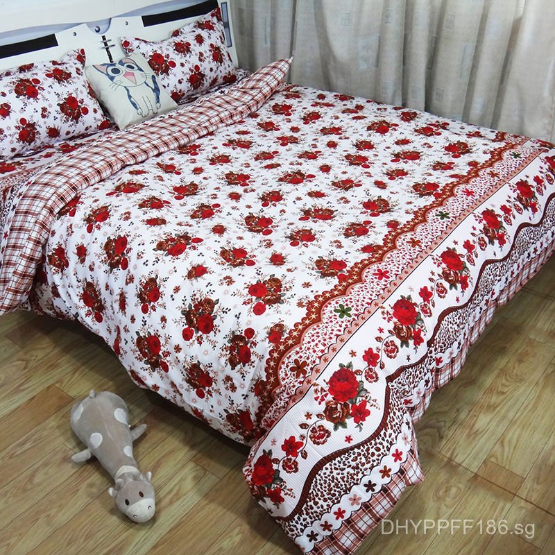 2Old-style Single Bed Sheet5Red Rice Flower Double Rice Broken Flower ...