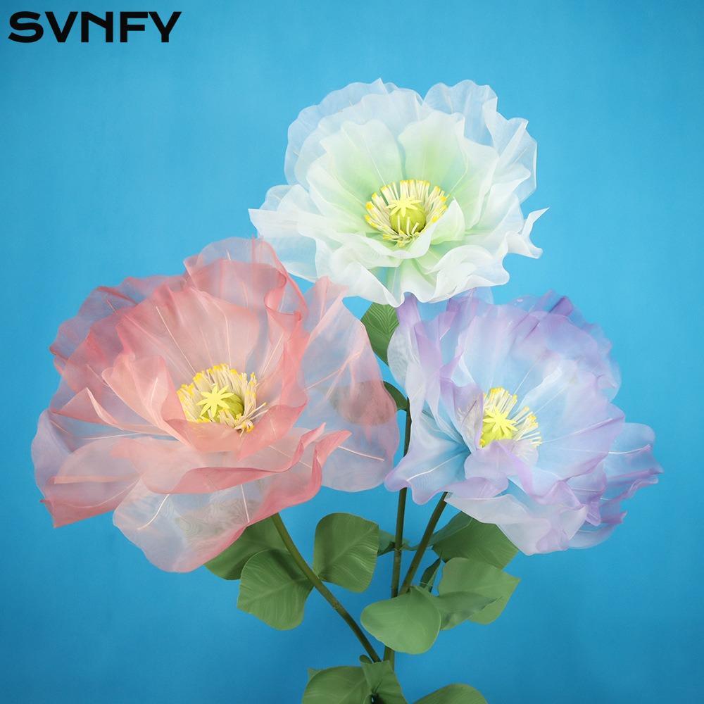 SVNFY Artificial Poppy Flower, Giant Gauze Fluffy Petals Large Flower ...