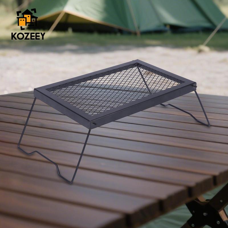 [kozeey] Foldable Camping BBQ Grill, Heavy Duty Cooking Grate, Table ...