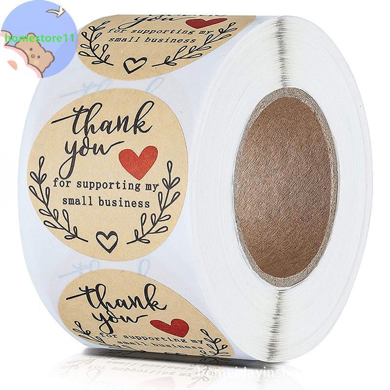 Homestore 500pcs Thank you Sticker Heart Handmade Round Kraft Paper ...