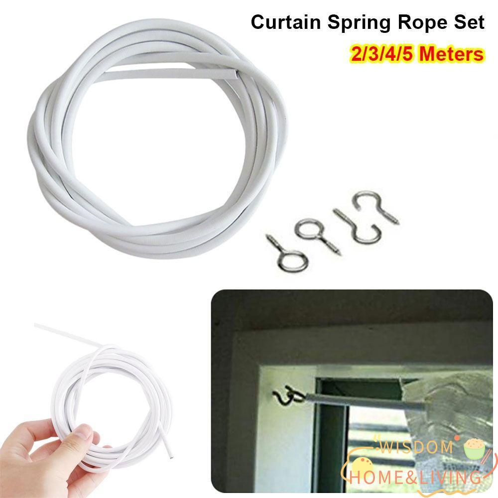 WISDOM 1Set Curtain Spring Rope, White PVC Steel Window Cord Cable , 2 ...