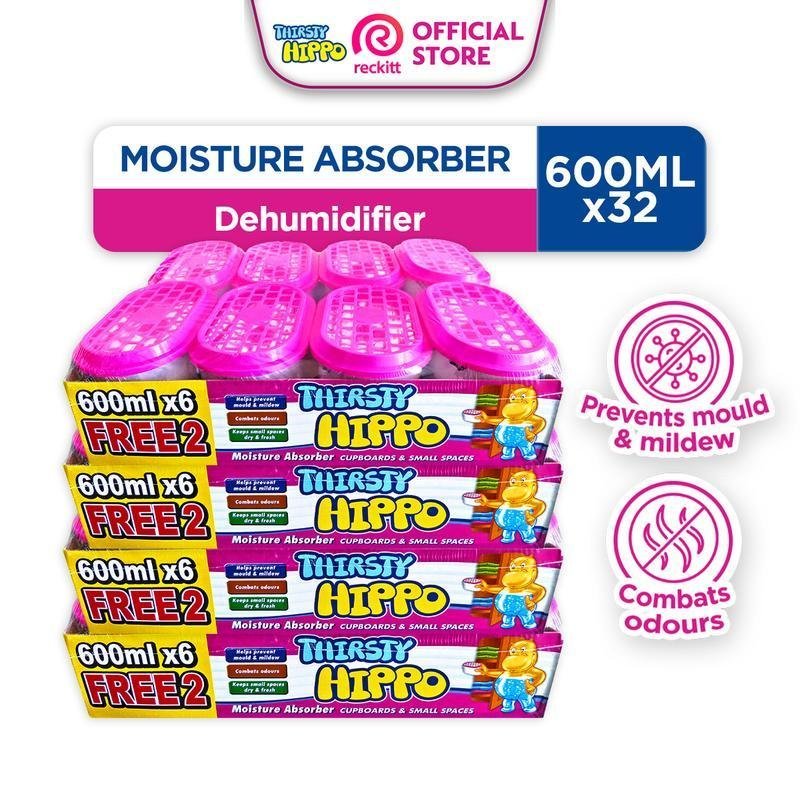 [Carton of 4] Thirsty Hippo Dehumidifier Moisture Absorber 600ml 8s ...