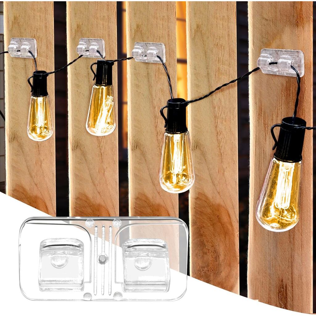 Hooks for Outdoor String Lights 27Pcs,No Drill Clear Cable Clips For ...