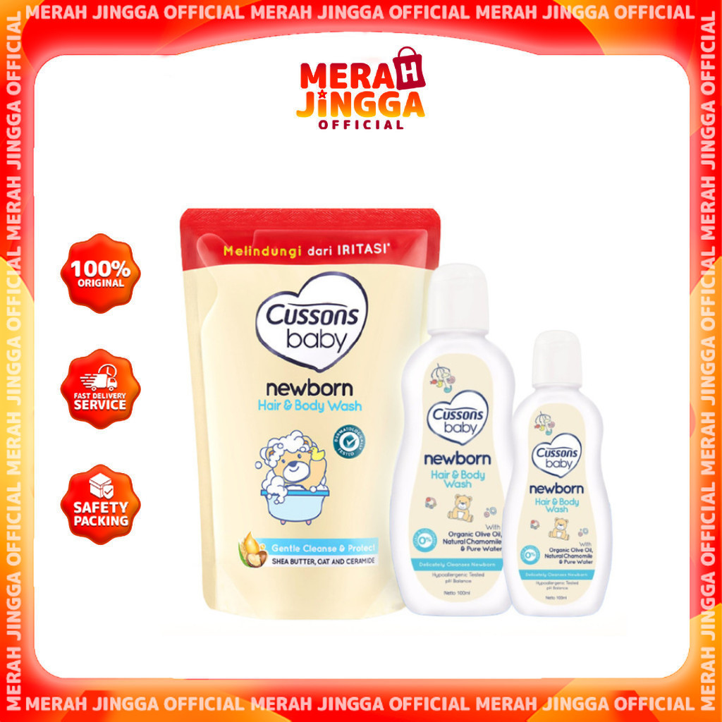 Cussons Baby Newborn Hair & Body Wash - Sabun Bayi 2in1 / Merah jingga Official