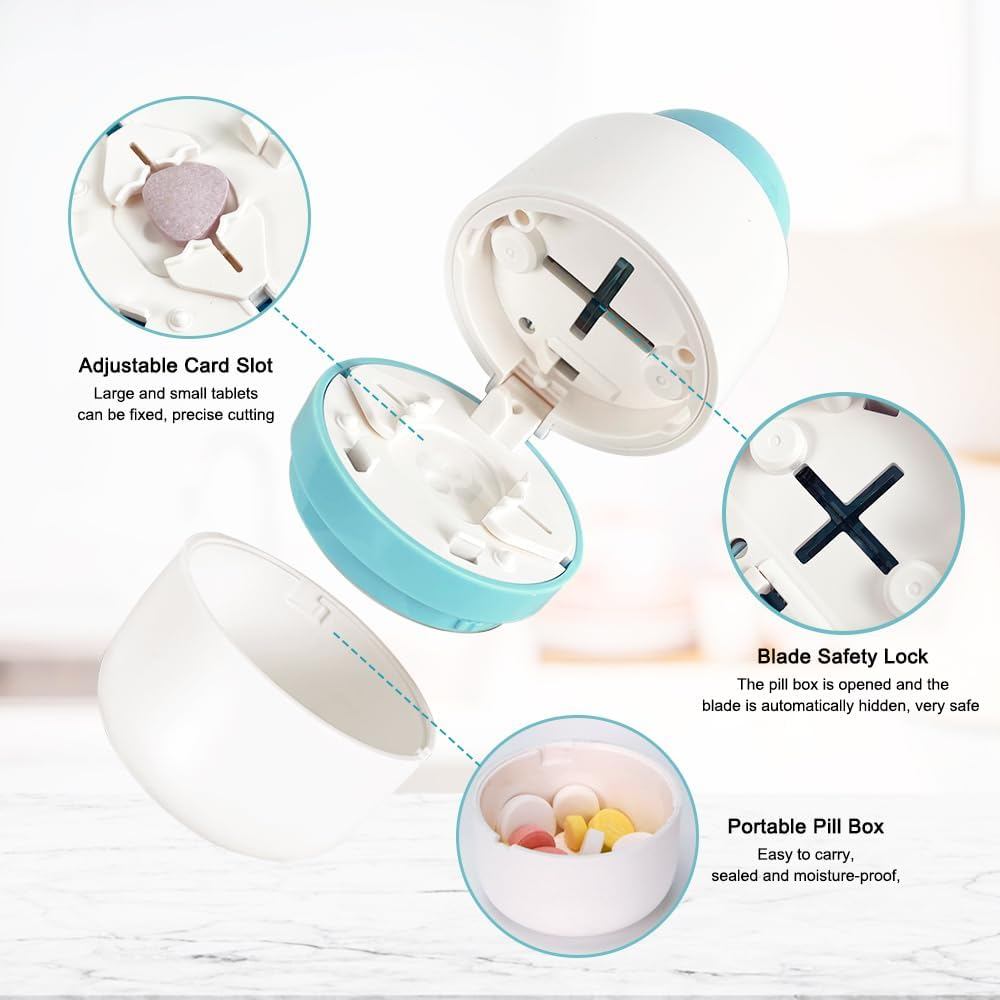 Cross Blade Pill Cutter with Storage | Elderly Medicine Divider Pet ...