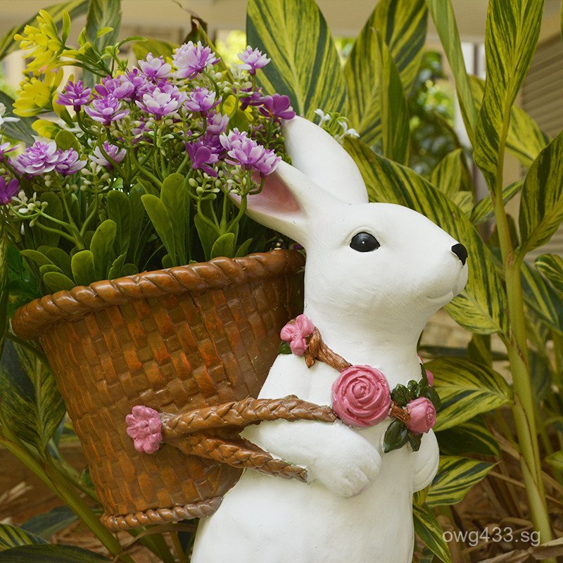 Bamboo Woven Outdoor Rabbit Flower Pot Balcony King's Arrangement ...