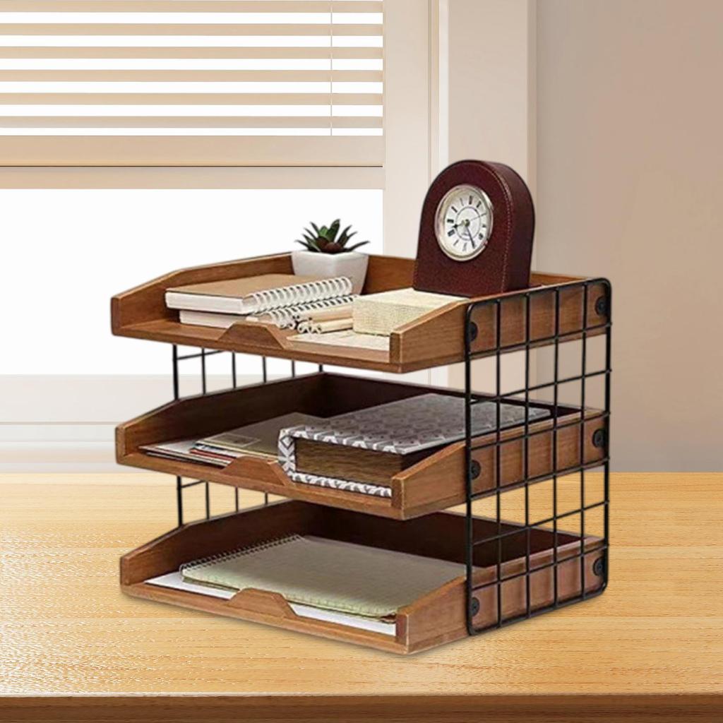Wooden Reception Box, File Storage Holder, Letter Tray, Desktop ...