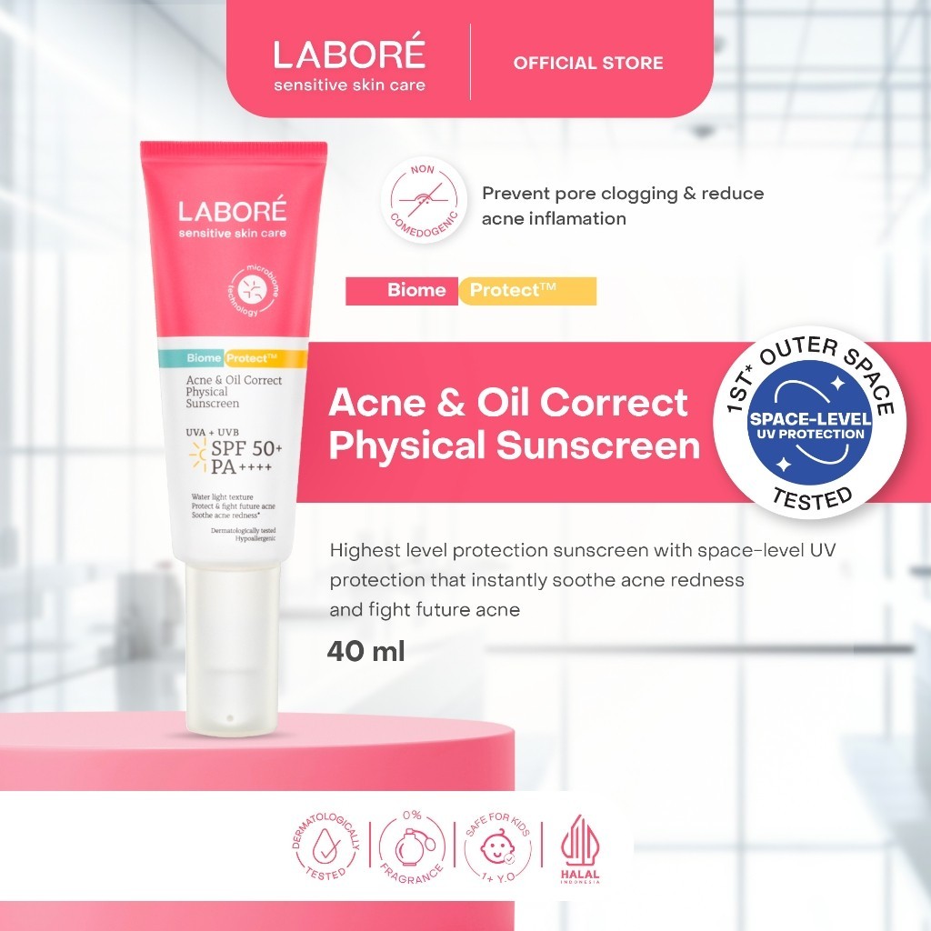 Labore Acne & Oil Correct Physical Sunscreen SPF50+ PA++++ Acne / Merah Jingga Official - Gambar 2