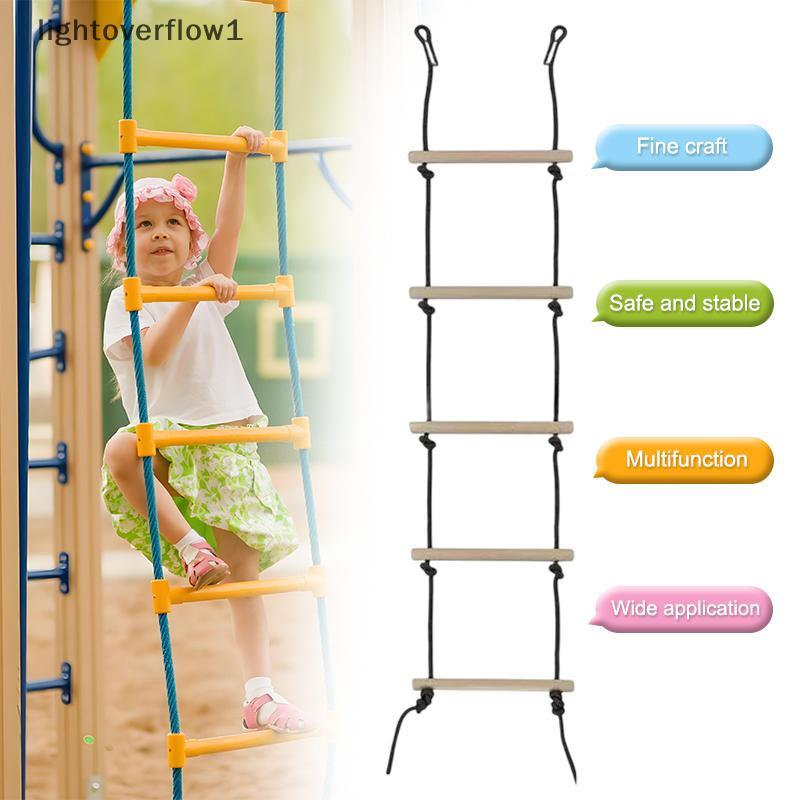 [Lightoverflow] Rope Ladder 5.6ft 5 Steps 220lbs Bearing Wooden Kids ...