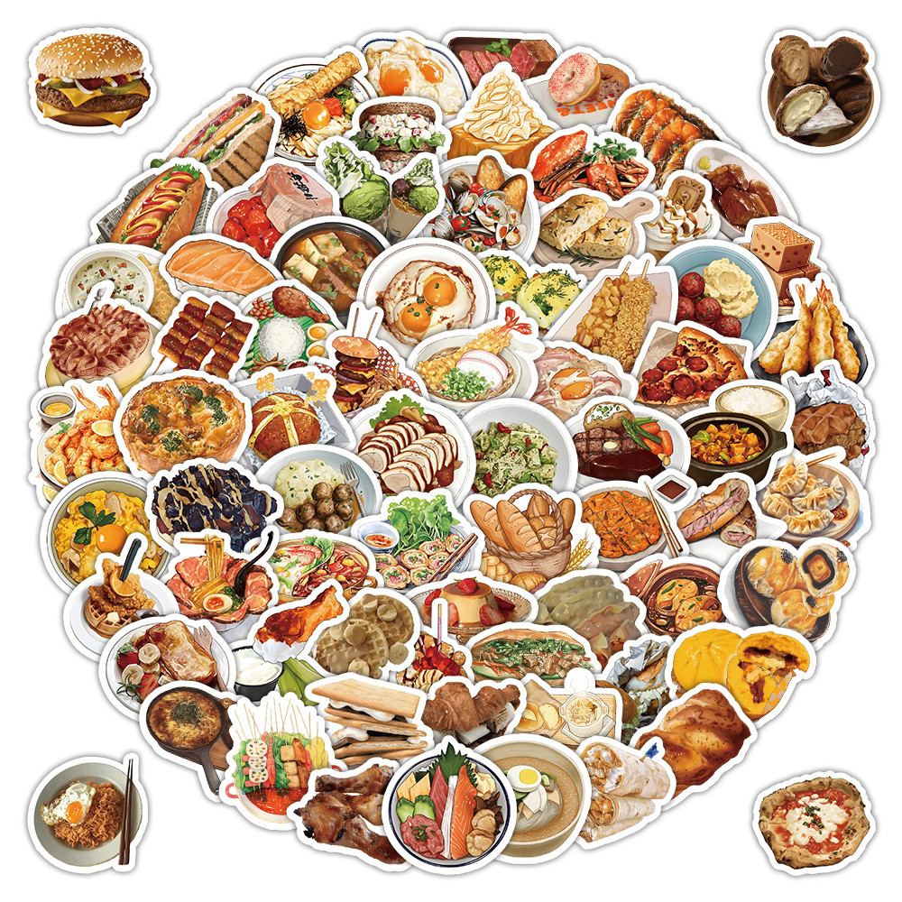 Realistic Food Series Stickers (103 Pcs) - Lifelike Decals for DIY ...