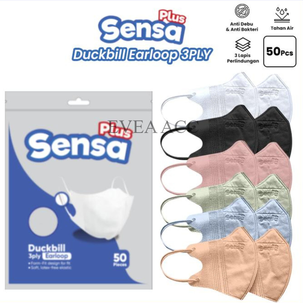 Sensa Plus Duckbill Mask 3-Ply Earloop Duckbill/, 50 pcs Sensa Plus ...