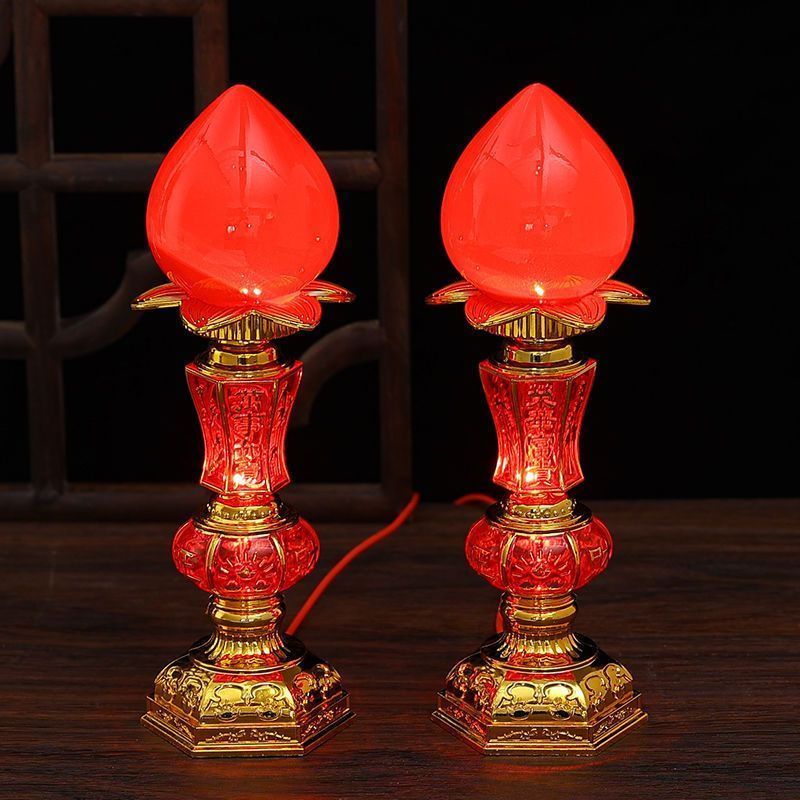 新品现货电烛灯家用LED财神灯佛灯USB插电长明灯水晶电子蜡烛灯神台灯一对Electric Candle Lamp Home LED ...