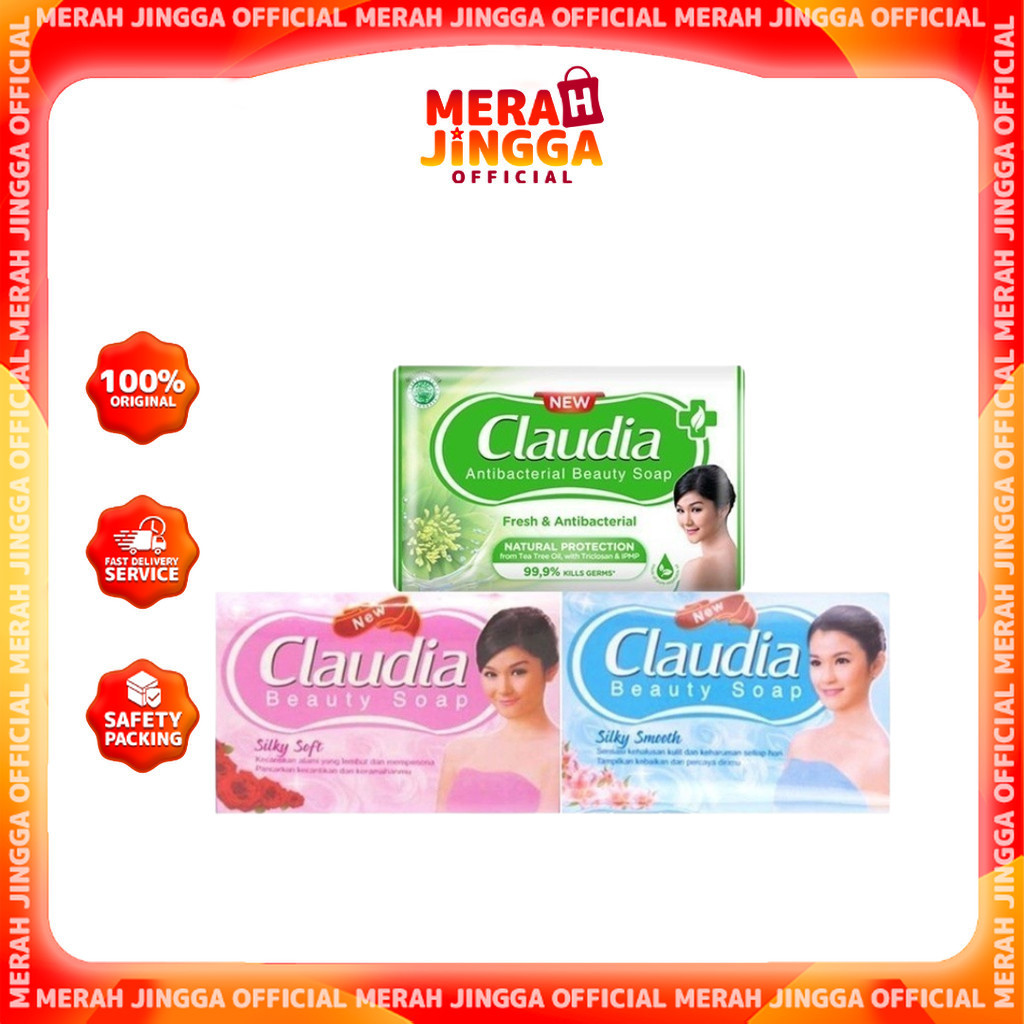CLAUDIA Beauty Bar Soap Silky Soft / Silky Smooth / Fresh & Antibacterial / 60g - BPOM / Merah Jingga Official