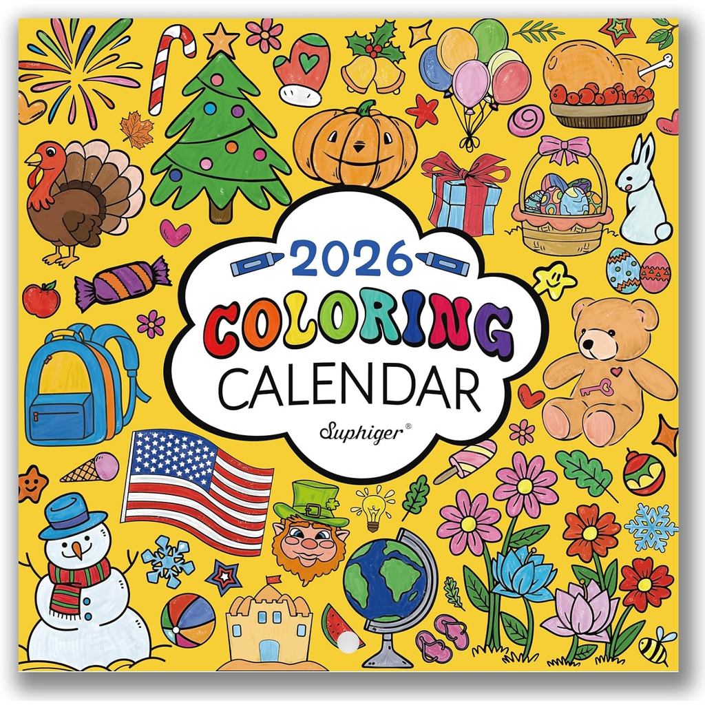 2026 Kids Calendar - Coloring Calendar for Kids, 2026 Wall Calendar 12 ...