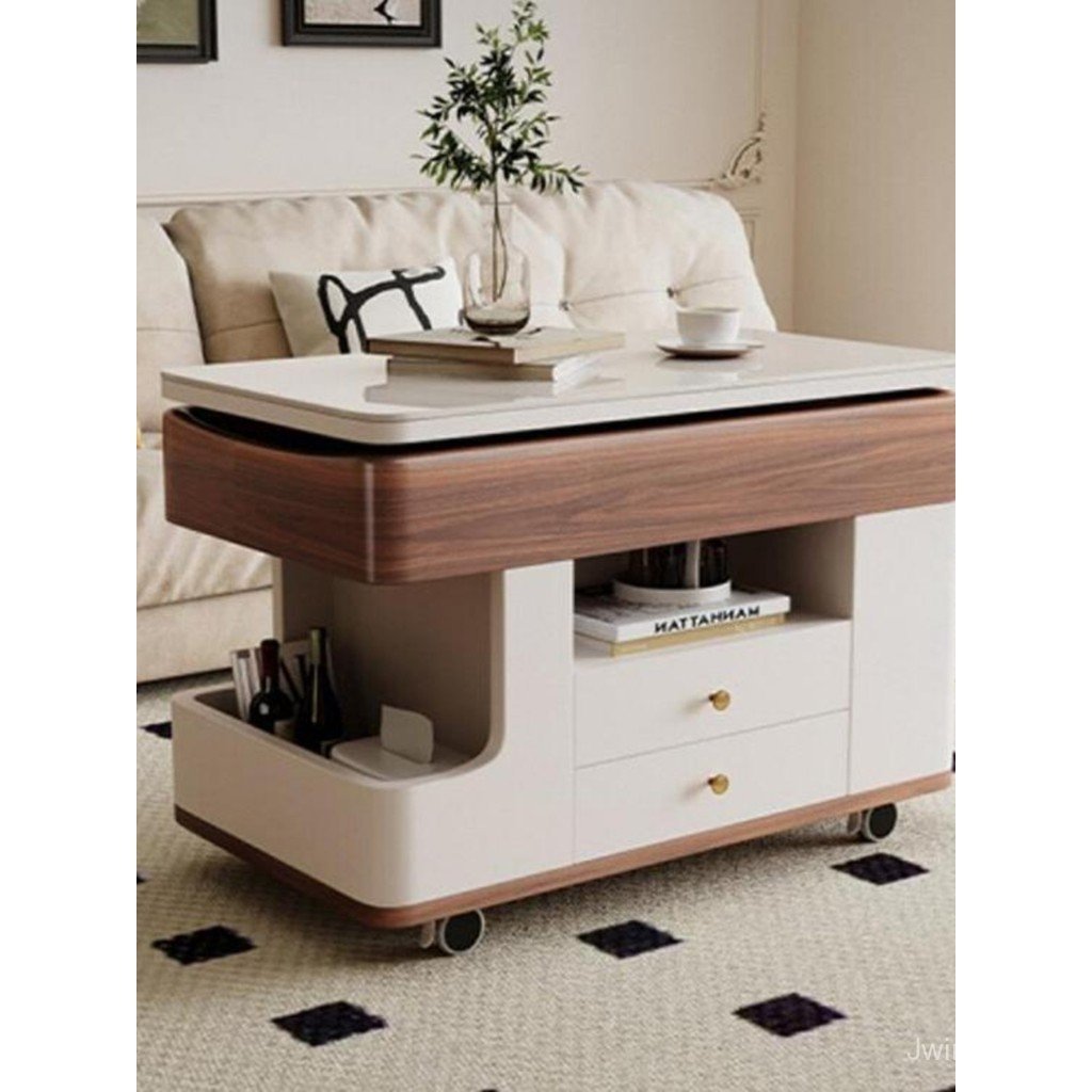 Side Cabinet with Adjustable Height, Movable Small Apartment Sofa Side ...