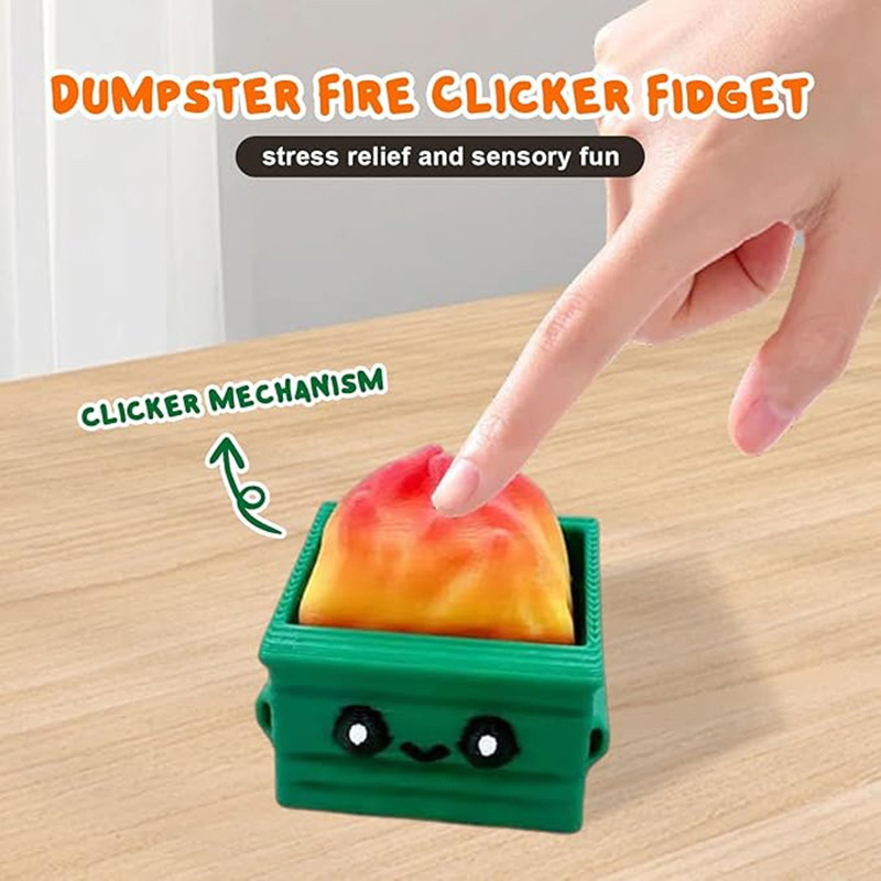 AA 3pcs Dumpster Fire Clickie Fidget Emotional Support Office Desk ...