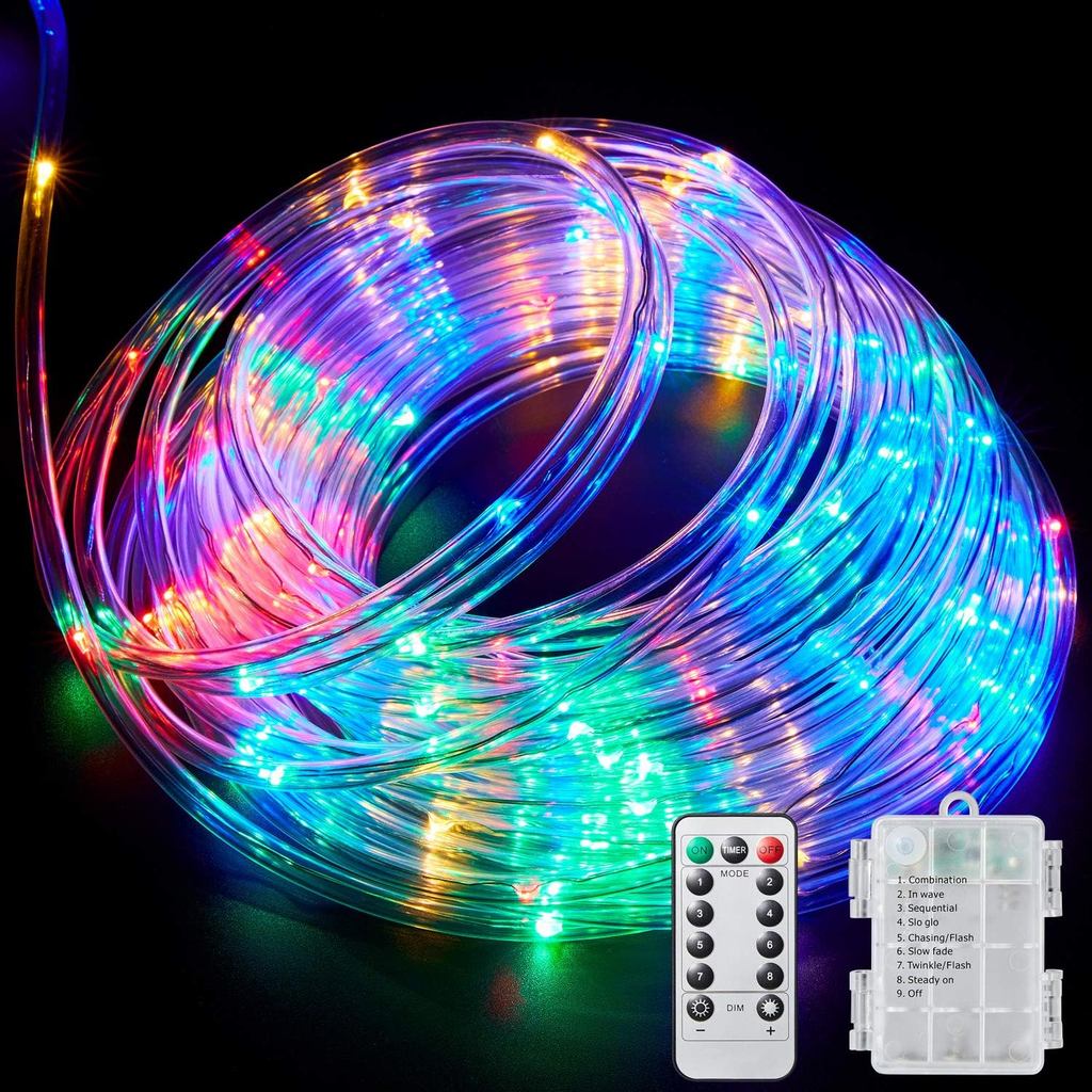 LED Rope Lights Outdoor String Light Battery Powered with Remote ...