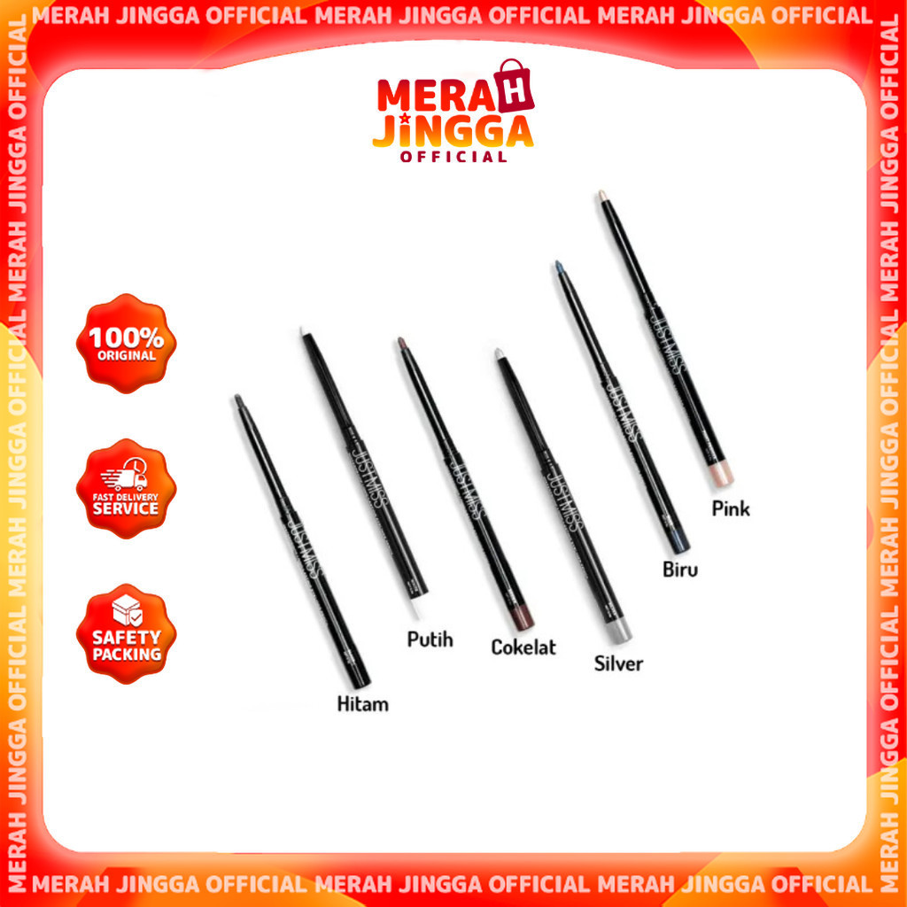 Just Miss Eyeliner Putar Dengan Peraut Waterproof LongLasting Eyeliner Pencil / Merah Jingga Official