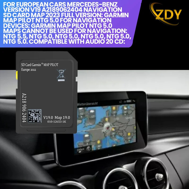 Carte SD Navigation GPS Europe 2022 V19 - Compatible Mercedes Garmin Map Pilot A2189062404