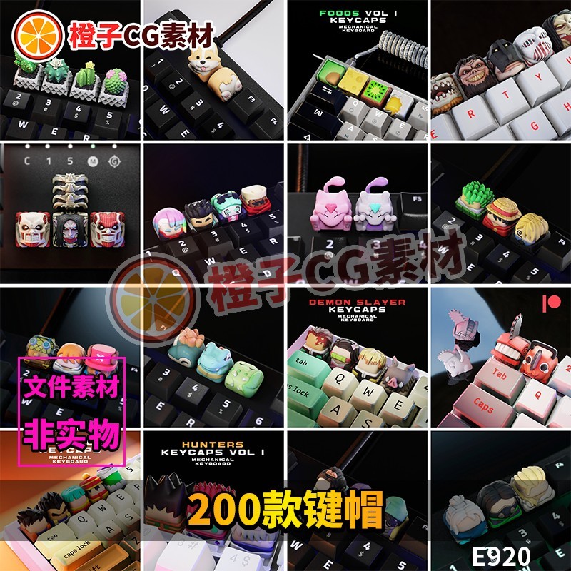 keycaps custom keycaps 200 Keycaps Cartoon Anime Cute Characters Hand ...