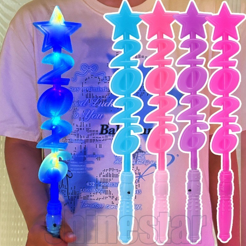 1/4Pcs 2026 LED Glowing Magic Wand - 2026 New Year Fun Glow Sticks ...