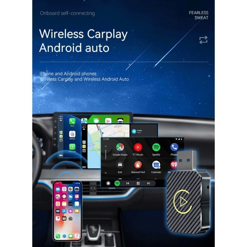 Carplay Adapter 2-in-1 Android Apple Car Wired to wireless car adapter ...
