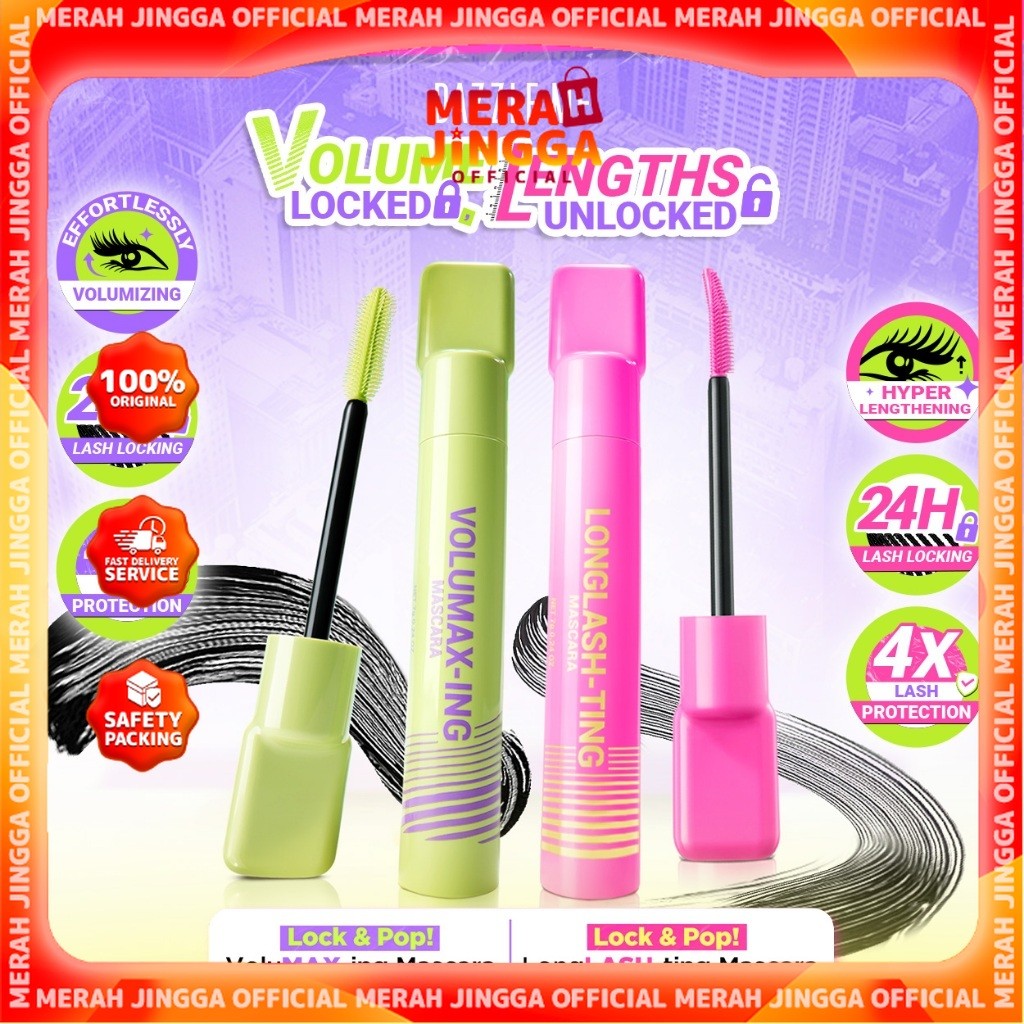 DAZZLE ME Lock & Pop! VoluMAX-ing and LongLASH-ting Transferproof Waterproof Merah Jingga Official