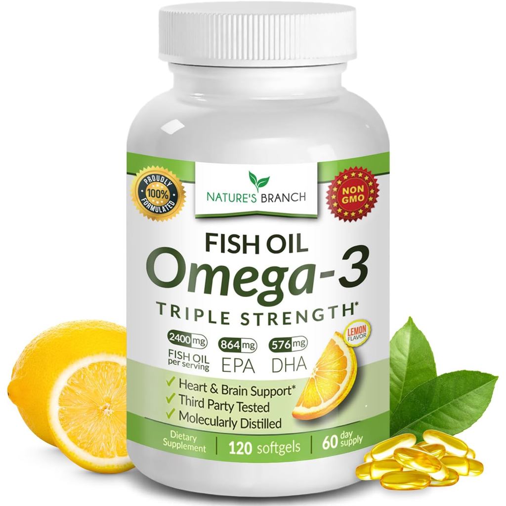 Best Triple Strength Omega 3 Fish Oil Pills 2400mg | 120 Capsules ...
