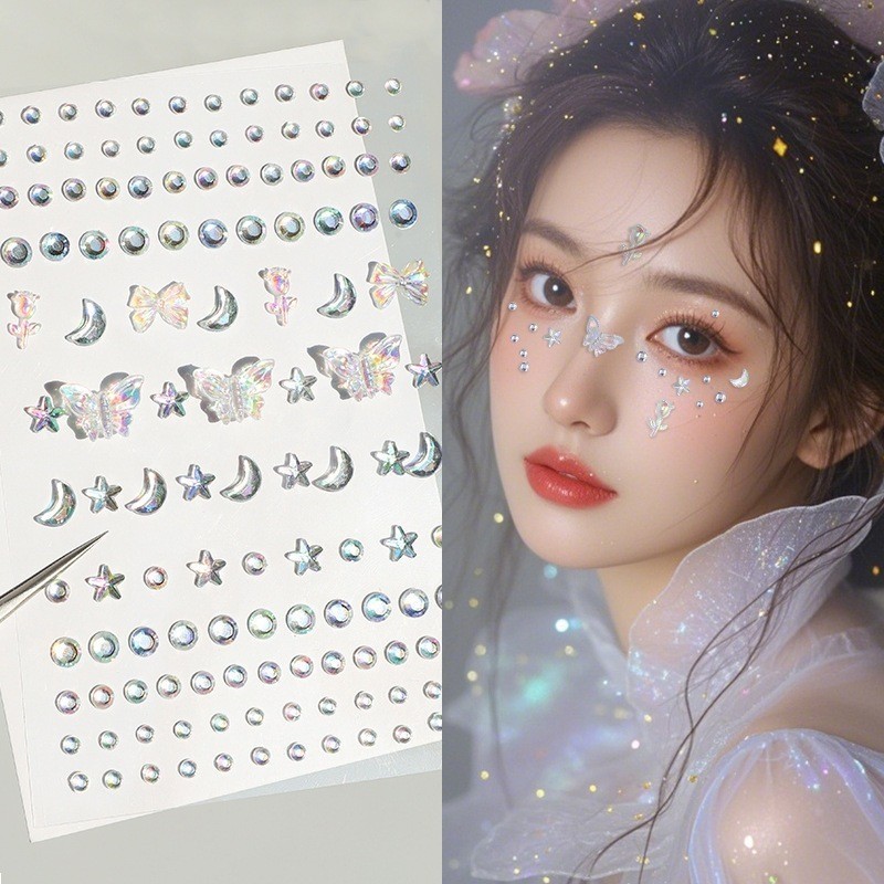 POPmaker Set Hiasan Wajah 3D Kristal Glamor - Gambar 2