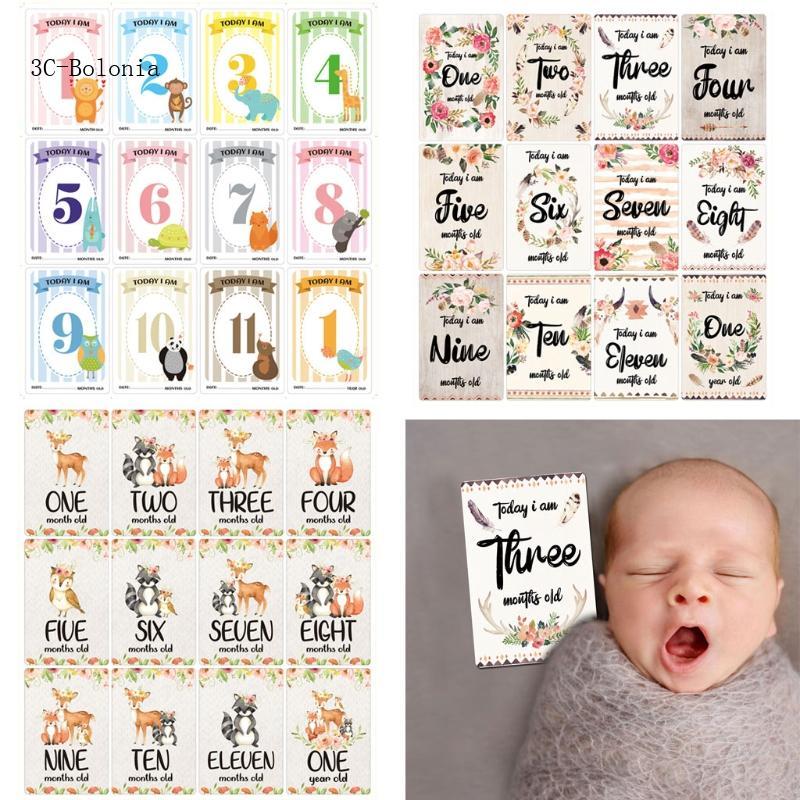 BO 12 Sheet Baby Monthly Milestone Cards Birth to 12 Months Photo ...