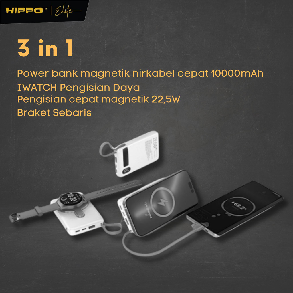 Hippo Elite PowerBank Othello 8 PD 22.5W 10000mAh MagSafe 15W iWatch SmartWatch Charging - Gambar 2
