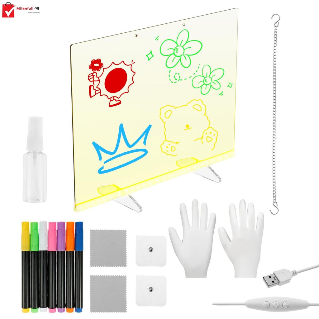 LED Note Board with Colors Reusable Light Up Acrylic LED Message Board ...