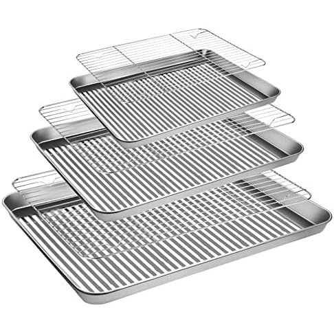 Stainless Steel Baking Sheet Tray Cooling Rack with Silicone Baking Mat ...