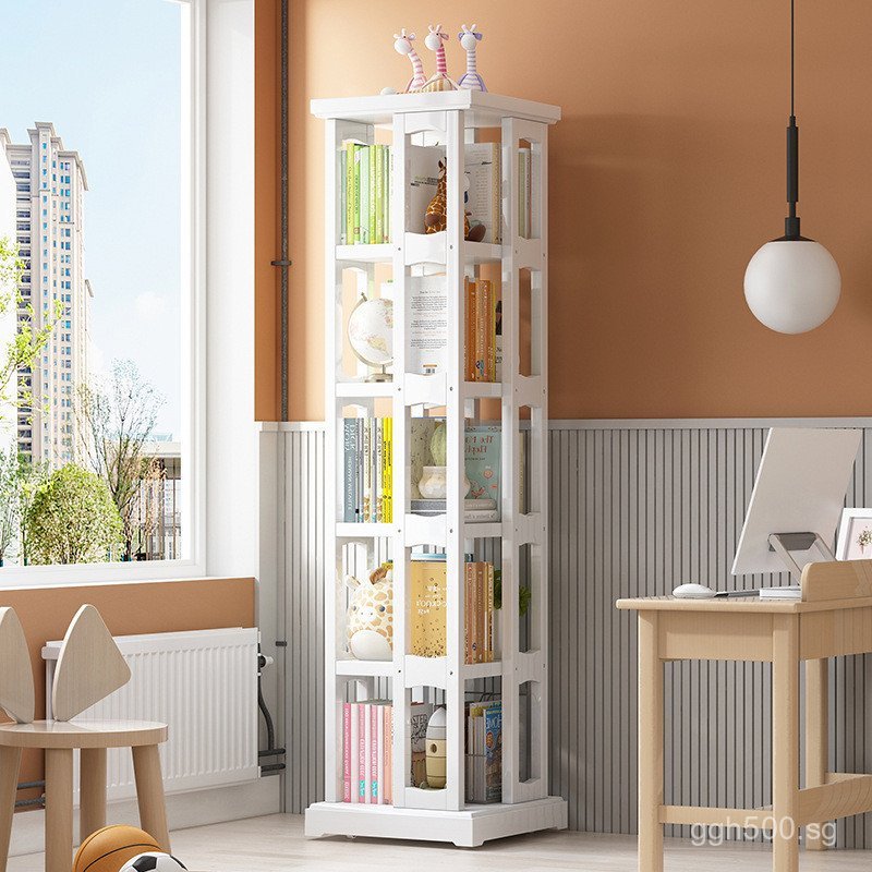 Bookshelf Solid Wood Movable Multifunctional Floor Bookcase Space ...