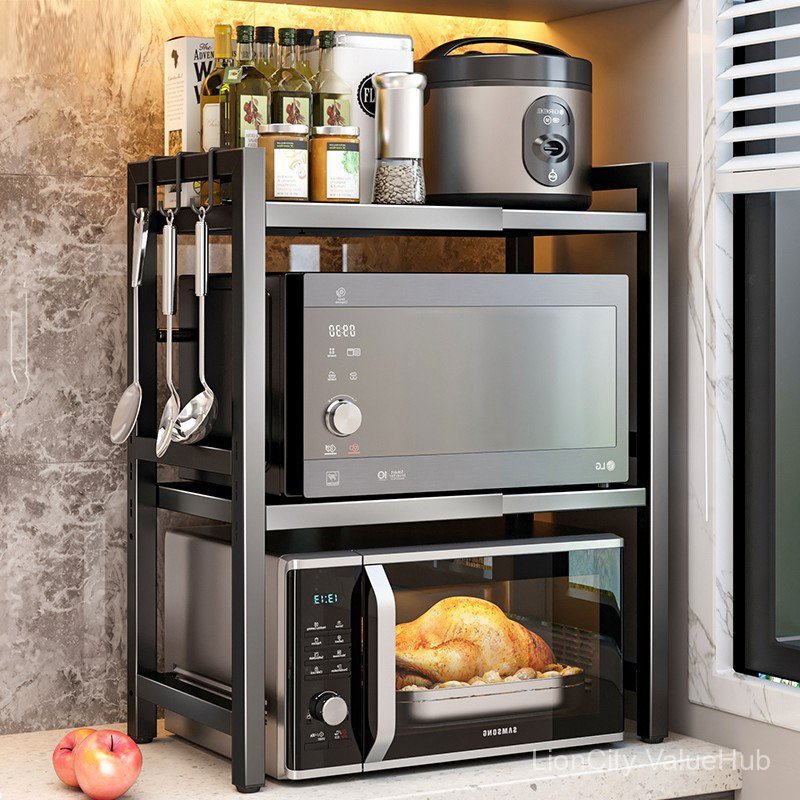Premium Telescopic Kitchen Storage Rack Microwave Oven Household Double ...