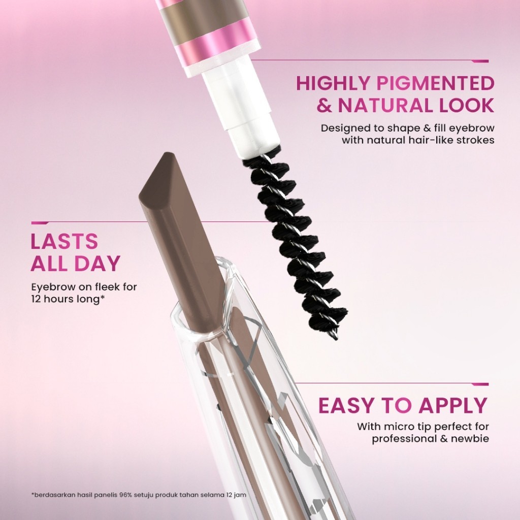 Hanasui Next Level 2 in 1 Browmatic Definer 0.06 gr Waterproof Sweatproof Pigmented / Merah Jingga Official - Gambar 3