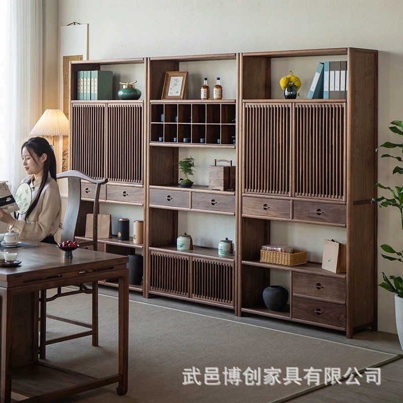 New Chinese Style Solid Wood Bogu Rack Black Walnut Bookcase Multi ...