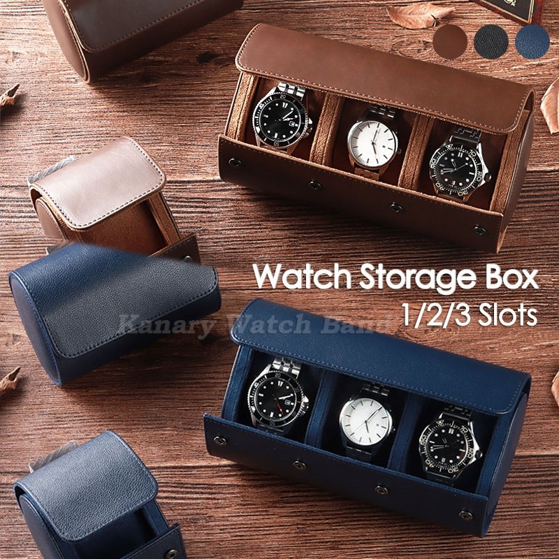 Vintage Luxury Leather Roll Watch Storage Box 1 2 3 Slots Portable ...