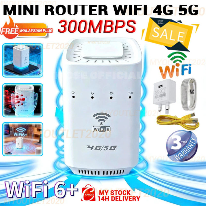 300Mbps 4G/5G Wireless Router WiFi CPE with Smart SIM Card Slot LTE ...
