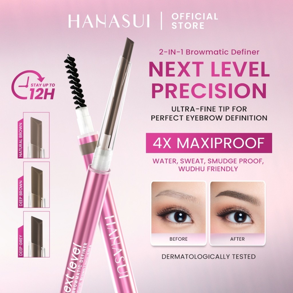 Hanasui Next Level 2 in 1 Browmatic Definer 0.06 gr Waterproof Sweatproof Pigmented / Merah Jingga Official - Gambar 2
