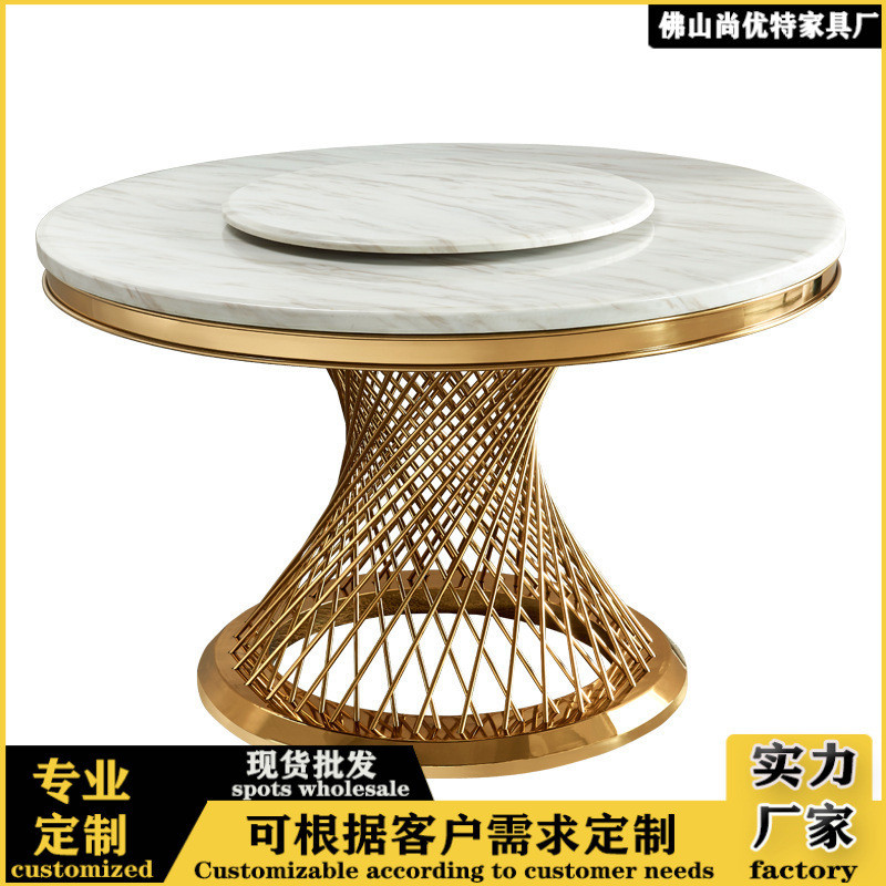 Foshan Light Luxury Marble Round Dining Table Small Apartment Table ...
