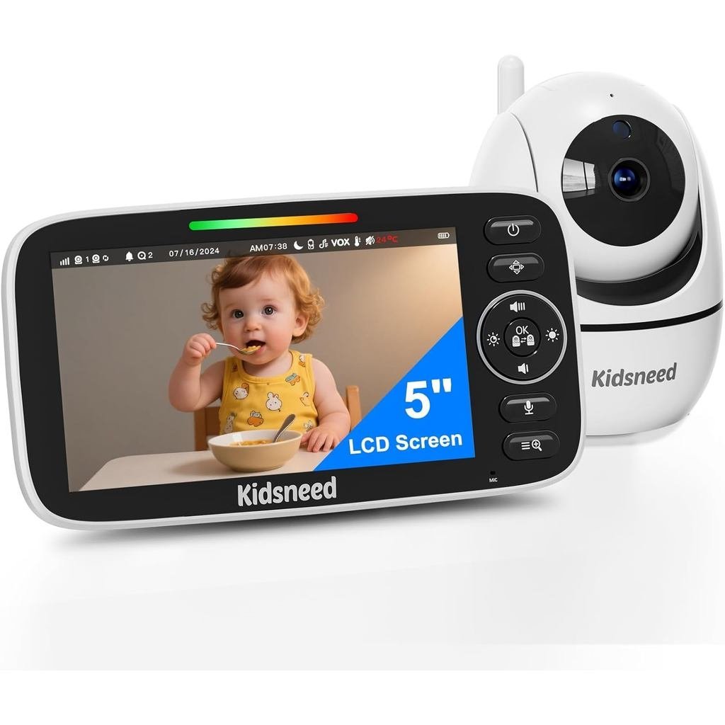 Baby Monitor with Camera and Audio – 720P Baby Camera No Wifi, 5 inch ...