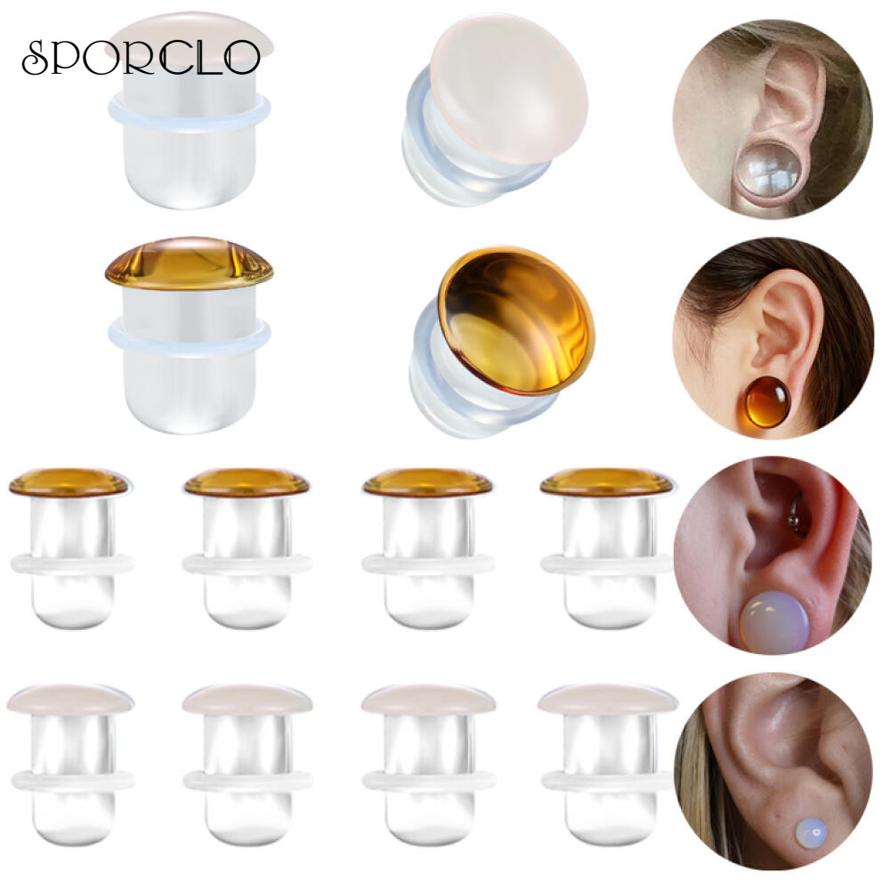 SPORCLO 1 PC Glass Earring Transparent Ear Piercing Lobe Earring 3-25mm ...