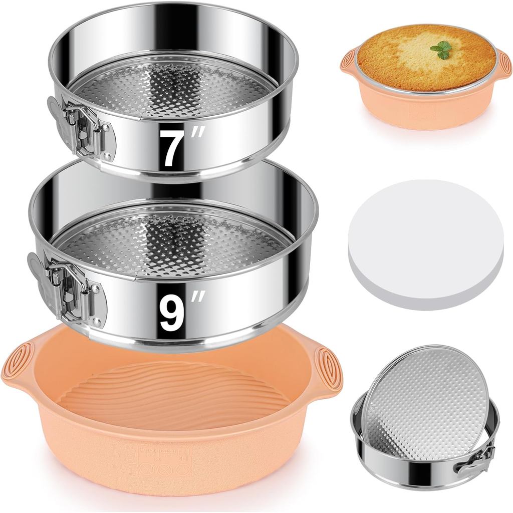 7, 9 Inch Springform Pan, Nonstick 304 Stainless Steel Cake Pans with ...