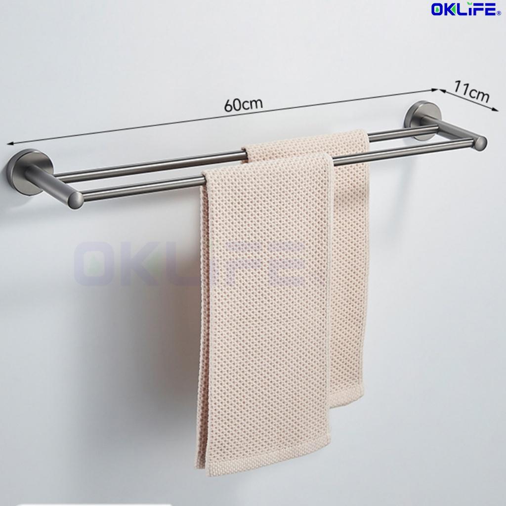 304 Stainless Steel Wall-Mounted Bathroom Towel Rack with Storage Shelf view 10