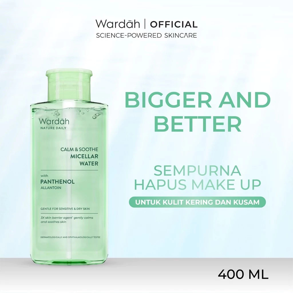 Wardah Micellar Water All Series - Perfect Bright, Calm and Soothe Nature Daily, Acnederm, Lightening Oil Infused - Pembersih Wajah Make Up Remover Waterproof Tanpa Bilas - Gambar 2